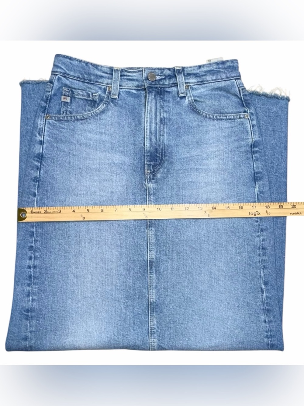 AG Adriano Goldschmied Contour 360 Denim Maxi Skirt Size 28 High Rise Back Slit - Picture 6 of 13